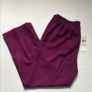 NWT Alfred Dunner wine classic fit pull on pants size 8 petite